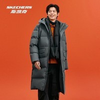 斯凯奇(Skechers)2024冬季新款羽绒服长款鸭绒防水轻盈保暖外套抗静电面包服男 铁门灰/006L L