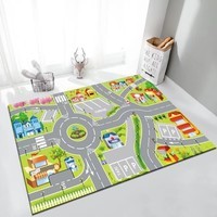 KAYE卡通儿童房地毯加厚家用客厅毯卧室定制交通停车场免洗可擦爬行垫 Child-T8 60x160 cm【儿童学习房】