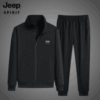 JEEP SPIRIT吉普运动套装秋冬季男款连帽卫衣两件套户外套装男 2117黑色 2XL