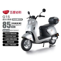 五星钻豹电动摩托车G15长续航电动车60V20AH铅酸电池智能成人两轮男女代步电瓶车外卖日常通勤银