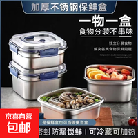 户外野餐不锈钢饭盒保鲜盒加厚外出便捷手提盒冰箱收纳盒提锅 【配密封盖】18*18*6cm