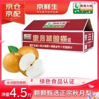 京鲜生 青青大地莱阳羊脂秋月梨 净重4.5斤 6-8粒 生鲜水果 礼盒装