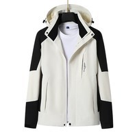 真维斯户外运动情侣冲锋衣春秋薄款青年连帽薄款防水夹克 象牙白【女款】 L