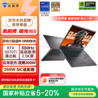 机械师曙光16S【英特尔酷睿i9HX】16英寸办公游戏笔记本电脑( RTX5070Ti 300Hz 2.5K屏 16G1T )国家补贴