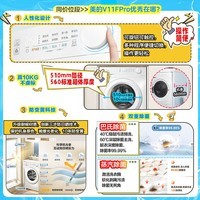 美的(Midea)全自动变频家用洗衣机10公斤滚筒超薄大容量一级能效除菌除螨节能1.1高洗净比以旧换新国家补贴20% 10公斤洗脱一体/巴氏除菌白色升级款/11FPRO