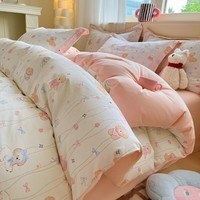 AIDLIA类100%全棉磨毛四件套印花单双人四件套 A萌趣小狗 1.5/1.8m床 床单款 被套200*230cm