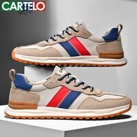 卡帝乐鳄鱼鞋子男鞋潮流百搭网面旅游鞋男士运动休闲鞋 米沙蓝[透气款] QH8023 40 [运动鞋码]