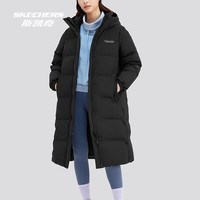 斯凯奇（Skechers）长款羽绒服女子鸭绒外套防泼水科技冬季保暖 (石墨烯科技)碳黑/0018 S