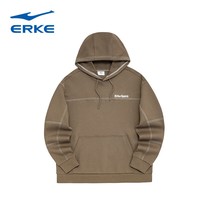 鸿星尔克卫衣男秋冬新款加厚保暖圆领简约运动风女跑步套头外套 鹿皮棕 XL