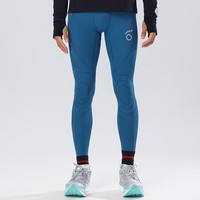 马孔多（macondo）支撑压缩长裤马拉松可装手机跑步训练裤吸湿速干春夏运动裤紧身裤 风暴蓝绿-男 L