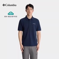 哥伦比亚(Columbia)2026春夏新品户外男子透气速干轻薄翻领运动短袖t恤POLO衫AX0126 464-远山蓝 2XL (190/104A)