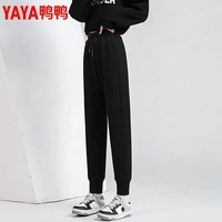 鸭鸭（YAYA）鹅绒保暖羽绒裤冬季新款男女同款休闲裤时尚百搭长裤 黑色 3XL 建议体重【160-180斤】