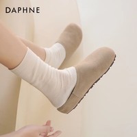 达芙妮勃肯鞋女2026春季新款一脚蹬懒人鞋厚底休闲外穿包头半拖鞋女JD 浅灰色【4cm厚底 真皮半托】 35