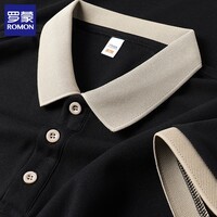 罗蒙（ROMON）商务休闲冰丝短袖t恤男装夏季薄款polo领体恤衫上衣 黑色 XL