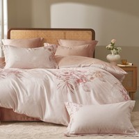 水星家纺出品百丽丝床上三/四件套 100%纯棉 全棉印花套件 被套床单枕套 花语晨曦(100%棉&绵柔亲肤) 1.5米床 床单款 (被套200*230cm)