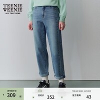 Teenie Weenie小熊女装春季简约时尚学院美式牛仔裤老爹裤锥形长裤 中蓝色 S (160)
