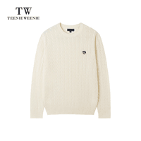 Teenie Weenie【云朵毛衣】小熊男装2025秋冬新品圆领绞花软糯针织衫男女同款 象牙白 M (170)