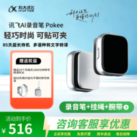 科大讯飞AI智能录音笔 Pokee 专业录音设备随身便携超长待机录音转文字同声传译会议录音机 科大讯飞AI录音笔Pokee+腕带+挂绳