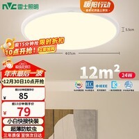 雷士（NVC）阳台灯卧室灯吸顶灯书房现代简约防蚊虫led照明24瓦暖白光
