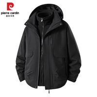 皮尔卡丹三合一冲锋衣可卸帽新款秋冬户外加厚防风防水冲锋衣男女装上衣款 黑色 【6609】 M 【三合一】