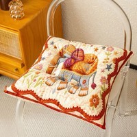 朴顿庄园可爱方块椅垫屁股坐垫加厚凳子软垫办公室教室垫子椅子毛绒 幸运象 2件套