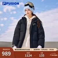 FILA FUSION斐乐潮牌情侣款羽绒服冬季时尚宽松立领男女装上衣 正黑色-BK S 165/88A