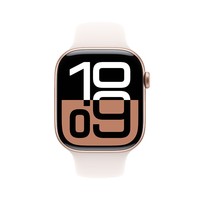 Apple/苹果 Watch Series 10智能手表蜂窝款46毫米玫瑰金色铝金属表壳淡桃粉色运动型表带M/L MWYN3CH/B