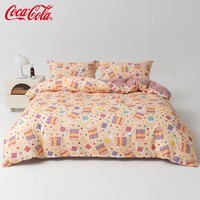 可口可乐四件套亲肤磨毛床上用品单双人宿舍床单被套套件 繁花似锦 1.2m床三件套 床单款 被套150*200cm