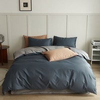 兰芮(Lanrui) 100S全棉四件套纯棉床上用品被罩床单枕套亲肤裸睡全棉套件 普鲁士蓝 1.5/1.8m床 床单款 (被套200*230cm)