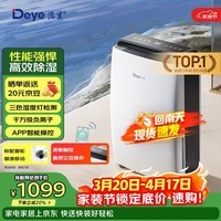 德业（Deye）除湿机/抽湿机 除湿量20升/天 40㎡家用轻音地下室干燥除潮吸湿器干衣机 京东小家智联 DYD-X20A3
