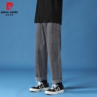 皮尔卡丹牛仔裤男2025夏季新款宽松直筒阔腿裤美式复古休闲长裤子男 灰色 XL