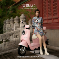 立马电动摩托车M2时尚版50公里长续航电动车1200W高速电摩铅酸电池60V20Ah外卖上班代步电瓶车贝壳粉