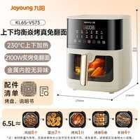 九阳(Joyoung)空气炸锅家用炎烤免翻面上下双热源6.5L大容量焱烤可视大视窗多功能金属内腔 KL65-V573