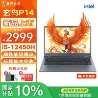 紫光玄鸟笔记本电脑轻薄本大学生专用学习办公游戏手提 i5-12450H 16G/512G 14英寸灰色