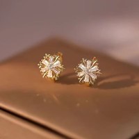 2026新款设计感耳环花朵耳扣女小巧精致气质百搭雪花时尚轻奢耳饰 爆闪雪花耳扣【送礼盒】