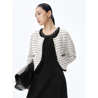 太平鸟2024年春季条纹开衫A1EDE1328 黑白条纹 L