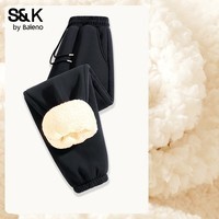 班尼路(Baleno)S&K系列加绒裤子女装冬季加厚保暖羊羔绒休闲束脚裤修身小脚裤 黑#纯色 M