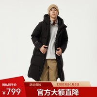 坦博尔连帽羽绒服男长款冬季运动加厚保暖外套TAF550735D 黑色 S