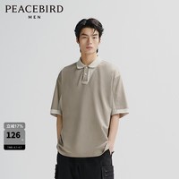 太平鸟男装 休闲polo衫外穿式百搭时尚翻领短袖夏季新品 咖绿色（阔型） L