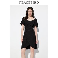 太平鸟女装夏季花苞型连衣裙A1FAD2C11 黑色 M