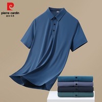 皮尔卡丹2025夏季新款男士短袖T恤商务休闲百搭翻领半袖衫男款上衣 雾蓝色 M