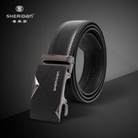 喜来登（SHERIDAN） 男士牛皮腰带 商务休闲自动扣 礼盒装生日礼物SHC453Z/NL190453S 黑色