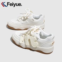 飞跃（Feiyue）官方女鞋板鞋女时尚百搭潮流个性轻便休闲鞋舒适增高耐磨鞋子女 米色 35