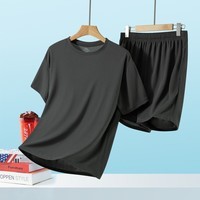 有只绵冰丝华夫格情侣睡衣夏季薄款居家短袖短裤宽松男女家居服套装 深灰色 M (男100-115斤/女90-105斤)