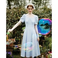 范思蓝恩天鹅裙 法式浪漫连衣裙女2024夏新款网纱收腰显瘦A字裙子 蓝恩蓝 XS