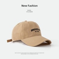 简时行帽子男大头围韩版复古鸭舌帽女显脸小软顶棒球帽潮百搭透气遮阳帽 卡其 均码