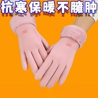 手套冬季冬天可爱保暖防寒防风电动车骑行女士骑车加绒加厚 加绒加厚-抗寒保暖 双层保暖【颜色随机】1双