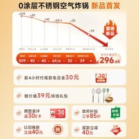 九阳（Joyoung）空气炸锅0涂层不锈钢 双热源焱烤加热免翻面 6L大容量可视视窗 全金属内腔 家用多功能KL60-V317Y