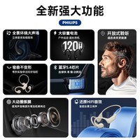 飞利浦（PHILIPS）骨传导概念挂耳式真无线开放式不入耳夹式运动跑步 蓝牙耳机长续航高端降噪通用苹果华为TAA1708白