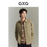 GXG男装 黑色肌理感工装风口袋衬衫外套 GEX10314673 卡其色 S